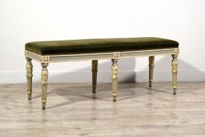 Panca neoclassica in legno laccato, Piemonte, fine XVIII secolo